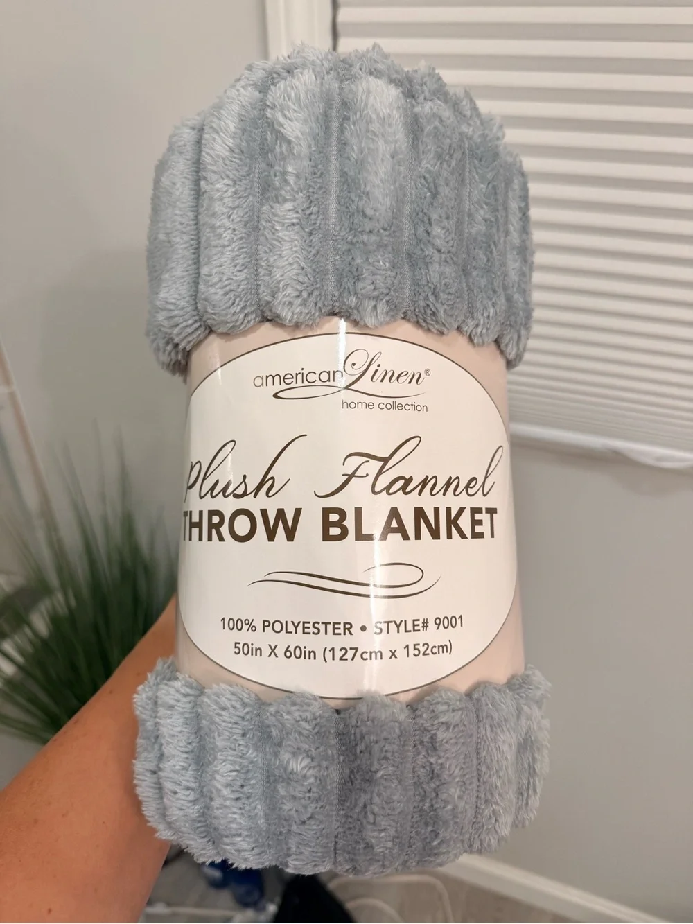 American Linen Plush Flannel Throw Blanket - Light Gray